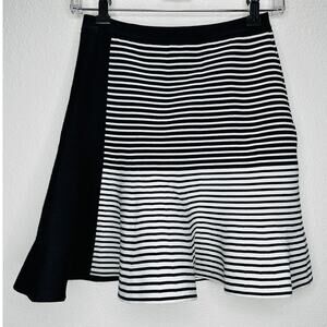 Ohne Titel Black & White Stripe High Rise Bodycon Flare Mini Skirt S